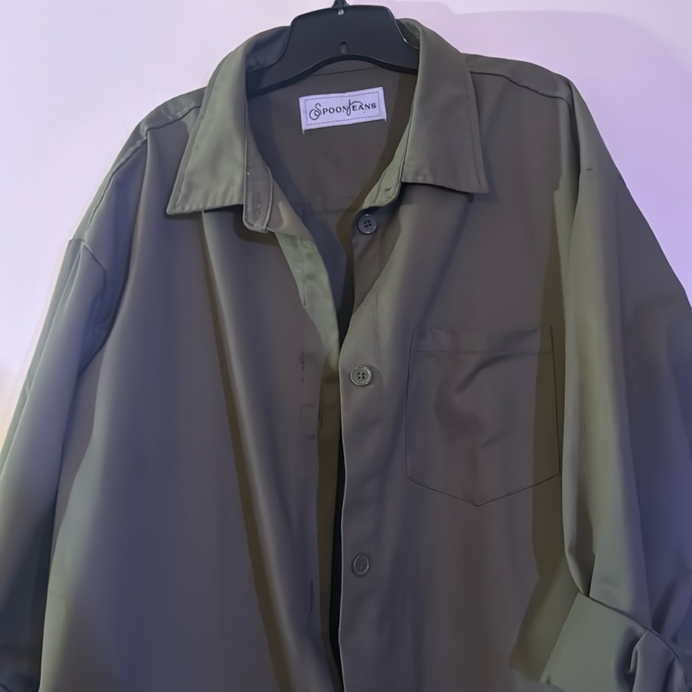 Olive green shirt dress